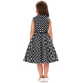 Grace Karin Kids Vintage 50s Robes Robe noire vintage sans manches en coton sans manches avec lunette blanche CL009000-1